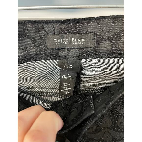 WHBM black on black patterned noir jeans women's size medium - Picture 4 of 5